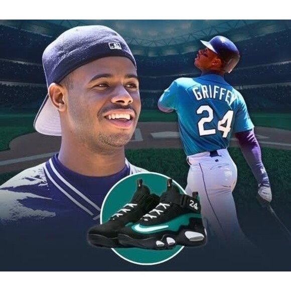 2011 Nike Air Griffey Max 1 Retro Freshwater Mens 8.5 Black Mariners 354912-005 - Picture 2 of 12